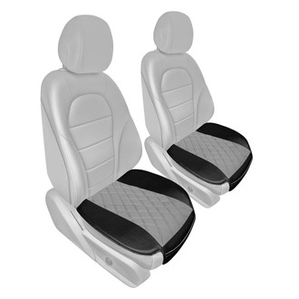 FH Group® - Faux Leather 1st Row Black & Gray Seat Cushion Pad with Front Pocket
