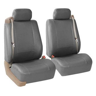 FH Group® - All-Purpose Built-in Seat Belt PU Leather 1st Row Gray Seat Covers