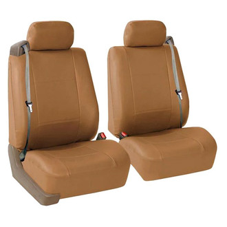 FH Group® - All-Purpose Built-in Seat Belt PU Leather 1st Row Tan Seat Covers
