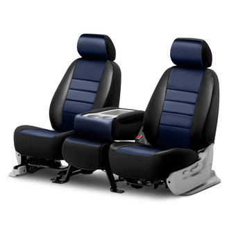 Fia® - LeatherLite™ Series 1st Row Black & Blue Seat Covers