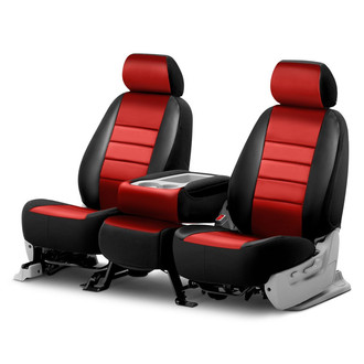 Fia® - LeatherLite™ Series 1st Row Black & Red Seat Covers
