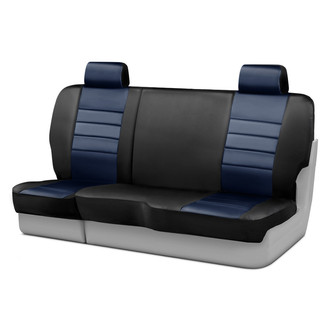 Fia® - LeatherLite™ Series 1st Row Black & Blue Seat Covers