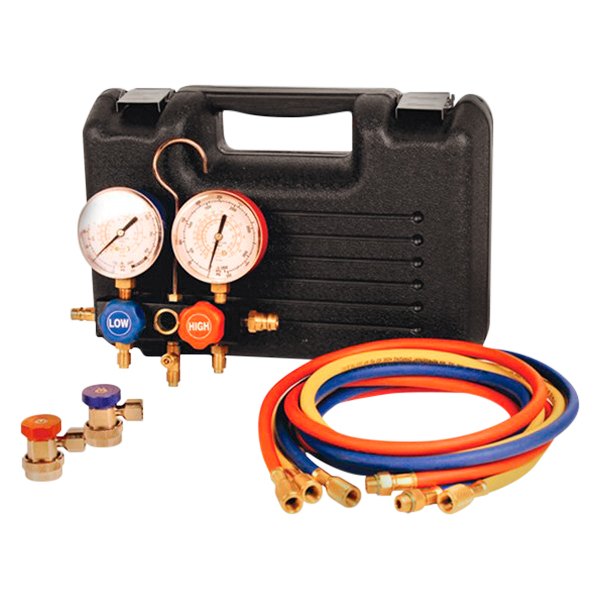 FJC® - Heavy Duty Aluminum R-134a Manifold Gauge Set with 120" Hoses and Manual Service Couplers