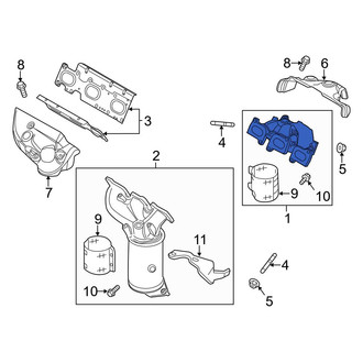 Ford OE - Right Catalytic Converter with Integrated Exhaust Manifold