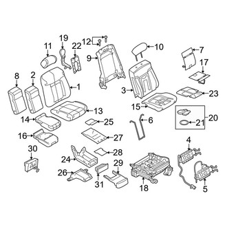 Ford OE - Seats & Tracks - Front Seat Components (40/20/40, With Armrest, Split Bench), (FX2 / FX4 / Harley-Davidson Edition / King Ranch / Lariat / Platinum / STX / XL / XLT)
