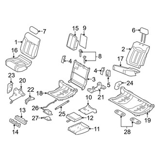 Ford OE - Seats & Tracks - Rear Seat Components (With Armrests), (FX2 / FX4 / Harley-Davidson Edition / King Ranch / Lariat / Platinum / XL / XLT SuperCrew)