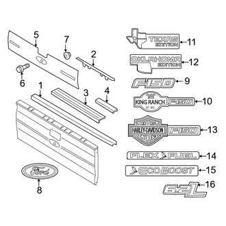 Ford OE - Pick Up Box - Exterior Trim (6.5' Box, Tail Gate)