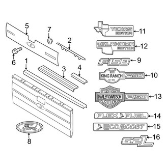 Ford OE - Pick Up Box - Exterior Trim (8' Box, Tail Gate)