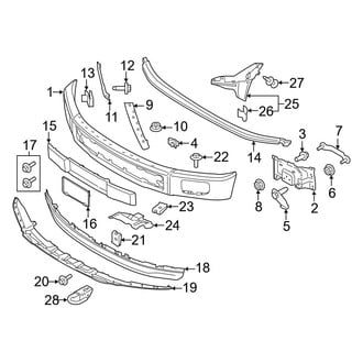 Ford OE - Front Bumper - Bumper & Components (W/O End Cap Molding Bumper & Mounts)