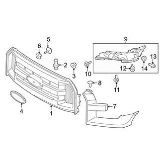 Ford OE - Grille & Components (3 Bar, With Side Vents)