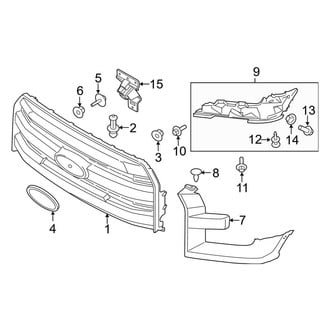 Ford OE - Grille & Components (3 Bar, W/O Side Vents)