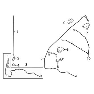 Ford OE - Electrical - Antenna (With Satellite Radio), (King Ranch / Lariat / Limited / Platinum / Police Responder / SSV / XL / XLT)