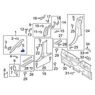 Ford OE - Right Upper Body A-Pillar Trim Panel Cap
