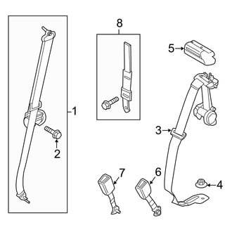 Ford OE - Restraint Systems - Rear Seat Belts (W/O Inflatable Belts), (King Ranch / Lariat / Limited / Platinum / SSV / XL / XLT SuperCrew)