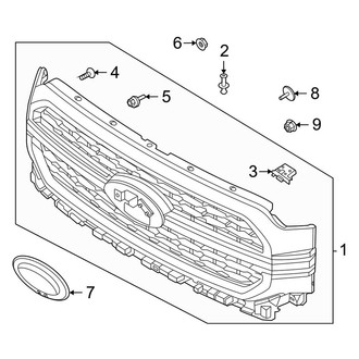 Ford OE - Grille & Components (1 Bar), (King Ranch / Lariat / Platinum)