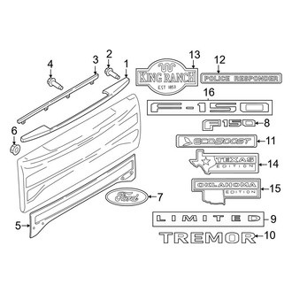 Ford OE - Tail Gate - Exterior Trim (W/O Split Tail Gate)