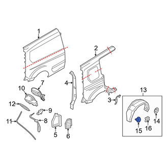 Ford OE - Right Quarter Panel Splash Shield Clip