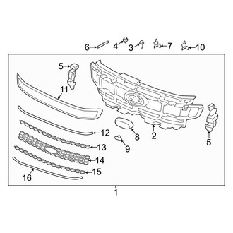 Ford OE - Front Bumper & Grille - Grille & Components (Satin Aluminum), (Max Platinum / Platinum)