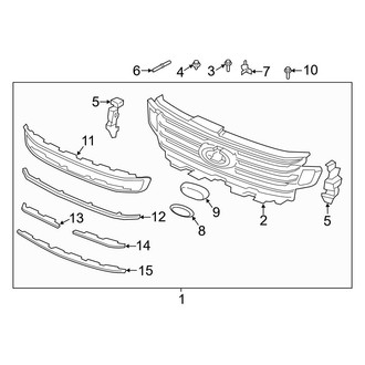 Ford OE - Front Bumper & Grille - Grille & Components (Chrome, Style 1), (Max Platinum / Max SSV / Platinum / SSV)