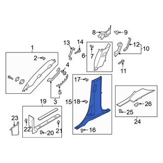 Ford OE - Left Upper Door Pillar Post Trim Set