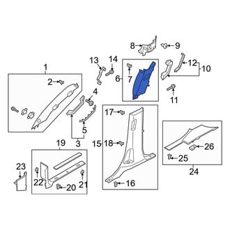Ford OE - Right Upper Door Pillar Post Trim Set