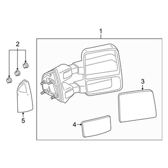 Ford OE - Front Door - Outside Mirrors (With Trailer Tow), (Crew Cab)