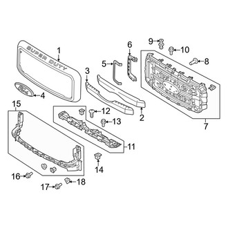 Ford OE - Grille & Components (With Painted, Satin or Chrome Grille), (Crew Cab)