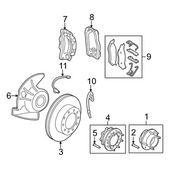 Ford OE - Front Suspension - Brake Components (Monobeam Axle), (King Ranch / Lariat / XLT Crew Cab)