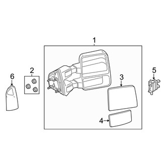 Ford OE - Front Door - Outside Mirrors (With Trailer Tow), (Crew Cab)