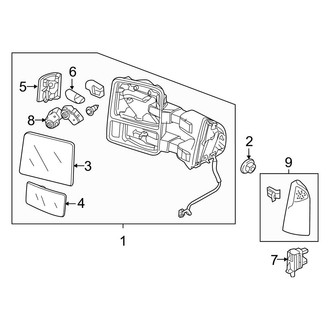 Ford OE - Front Door - Outside Mirrors (Heated, With Light Power, With Trailer Tow, W/O Power Telescoping), (Crew Cab)