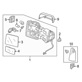 Ford OE - Front Door - Outside Mirrors (Heated, With Light Power, With Trailer Tow, With Power Telescoping), (Crew Cab)