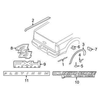 Ford OE - Pick Up Box - Exterior Trim (6' Box, Body Side), (Crew Cab)