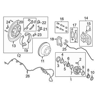 Ford OE - Rear Suspension - Brake Components (W/O Dual Rear Wheels), (Crew Cab)