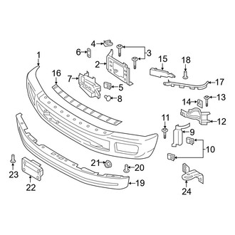 Ford OE - Front Bumper - Bumper & Components (Painted, W/O End Cap Molding), (Crew Cab)