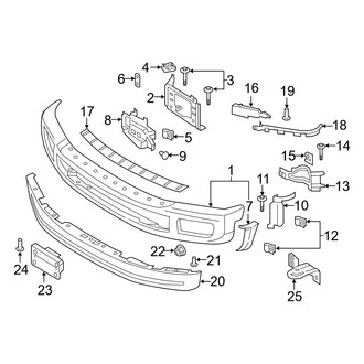Ford OE - Front Bumper - Bumper & Components (Painted, With End Cap Molding), (Crew Cab)