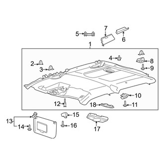 Ford OE - Cab - Interior Trim (Headliner & Visors, W/O Sunroof), (King Ranch / Lariat / Platinum / XLT Crew Cab)