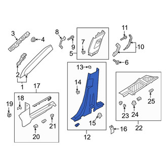 Ford OE - Left Lower Door Pillar Post Trim Set