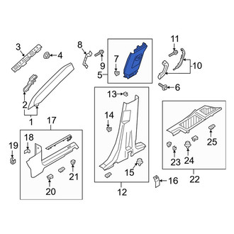 Ford OE - Left Lower Door Pillar Post Trim Set