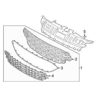Ford OE - Front Bumper & Grille - Grille (With 5 Bar Grille, With Surround Molding)