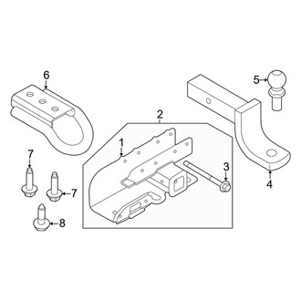 Ford OE - Rear Bumper - Tow Hook & Hitch (W/O Steel), (Base / Big Bend / Outer Banks)