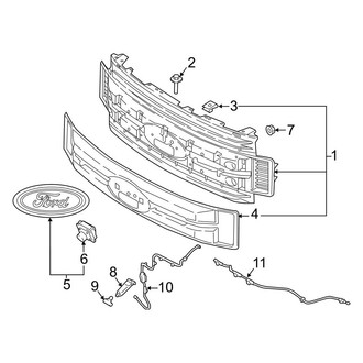 Ford OE - Grille & Components (2-Piece Grille, Type 1), (Regular Cab / SuperCab / Crew Cab)