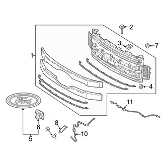 Ford OE - Grille & Components (2-Piece Chrome or Painted Type 2), (Regular Cab / SuperCab / Crew Cab)