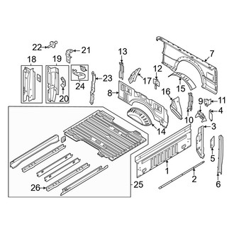 Ford OE - Pick Up Box - Floor (8' Box, Dual Rear Wheel), (Regular Cab / SuperCab / Crew Cab)