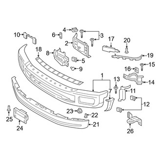 Ford OE - Front Bumper - Bumper & Components (Painted, With End Cap Molding), (Crew Cab)