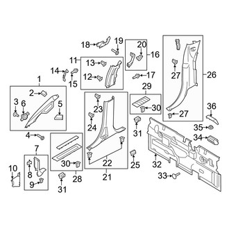 Ford OE - Cab - Interior Trim (Side & Rear Trim), (King Ranch / Lariat / Limited / Platinum / XL / XLT Crew Cab)