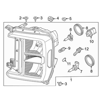Ford OE - Front Lamps - Headlamp Components (Halogen), (XL / XLT Regular Cab / Crew Cab)