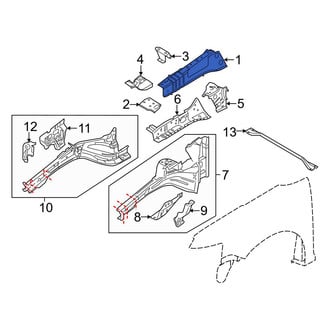 Ford OE - Front Right Upper Fender Rail