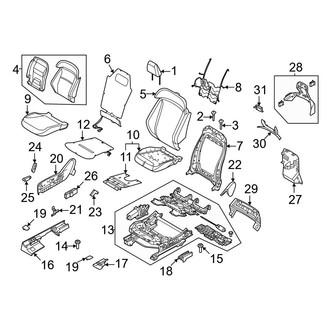 Ford OE - Seats & Tracks - Passenger Seat Components (8-Way Seat), (GT)
