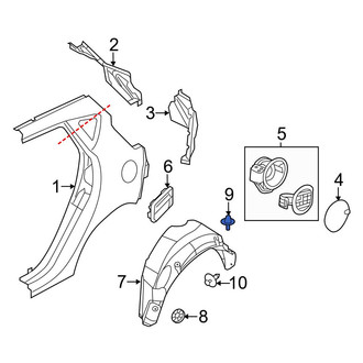 Ford OE - Right Quarter Panel Splash Shield Clip
