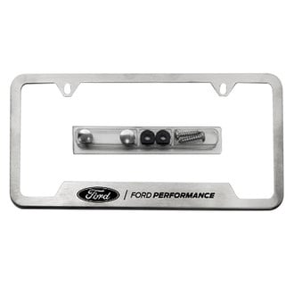 Ford Performance® - Brushed License Plate Frame with Laser Etched Black Ford Performance Logo